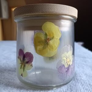 Handmade Pressed Flower Jar With Bamboo Lid